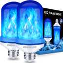 CPPSLEE Upgraded LED Flame Light Bulbs, 4 Modes Flickering Light Bulbs, E26 Base Fire Flame Bulb for Halloween Decorations Outdoor, Christmas Lights Patio Indoor Home Decor (Blue, 2 Pack)