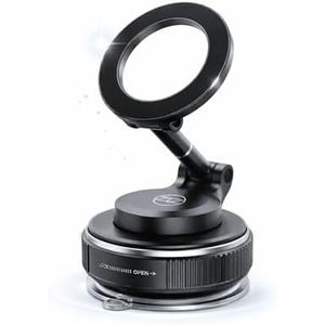 Heavy Duty Magnetic Phone Holder Vacuum Suction Mount Foldable, 360° Adjustable, Car/Office/Gym - Dashboard, Windshield, Window, Mirror, Universal Mount - Magsafe Compatible, iPhone, Samsung, Pixel