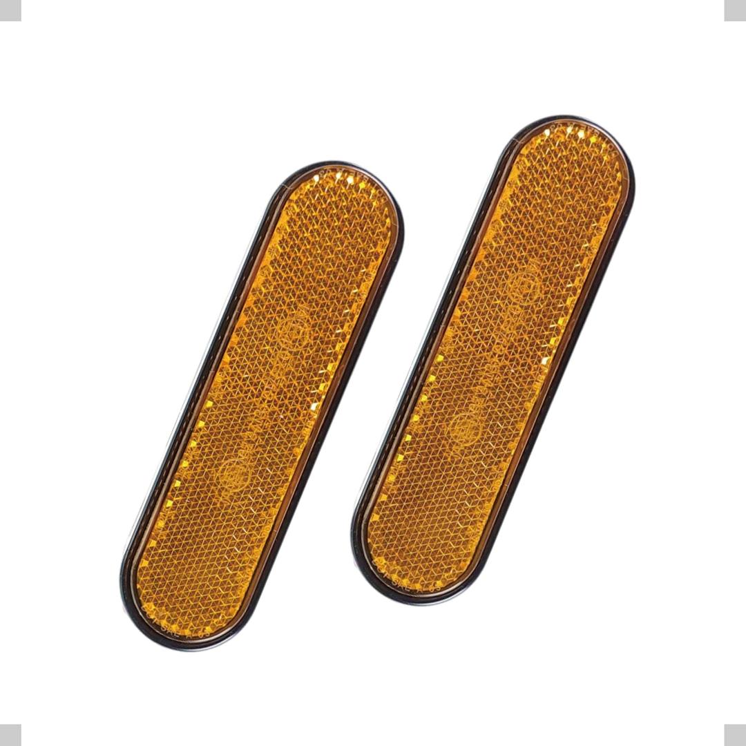 Stick-on Front Fork Leg Reflectors - Safety Spoke Reflective Quick Mount Custom Accessories Adhesive Reflector for Motorcycle Handle, Cylindrical, Bicycle and Bike (Oval) (51. Amber - 3.93*0.91 inch, 2pcs)
