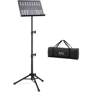 Vekkia 70 - inch Metal Professional Portable Perforated Sheet Music Stand - Folding Adjustable Holder, with Carrying Bag, Sturdy for Instrumental Performance, Band & Travel