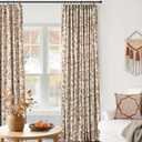 Vintage Floral Terracotta Boho Blackout Curtains 2 Panels, Retro Printed Block Print Indian Eclectic Autumn Western Curtains for Bedroom Living Room 96 Inch Long