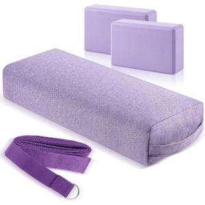 4 Pcs Yoga Bolster Pillow Blocks with Strap Set
Meditation Pillow with Carry Handle for Restorative, Non Slip Reusable Yoga Blocks for Balance, Pilates, Washable Cover