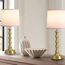 24" Small Table Lamp for Bedroom, Gold Bedside Lamps for Nightstand Set of 2, Small Gold Lamps for Living Room Set of 2, Modern Accent Lamp for End Table, Kitchen, Small Lamps for Kids Room