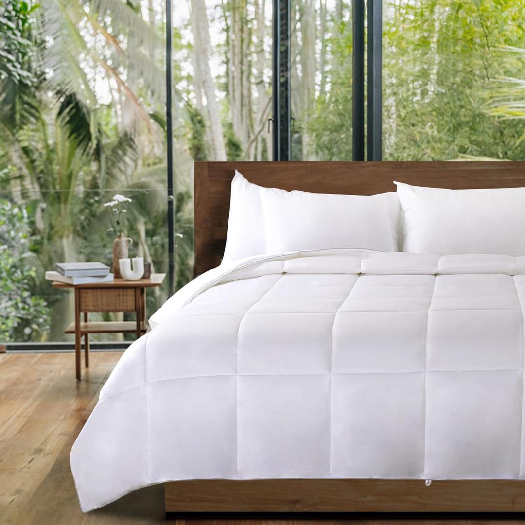 NEXHOME PRO Viscose from Bamboo Comforter King, Cooling Organic Natural Lightweight Duvet Insert, White 106" L x 90" W Summer Bedding Blanket Cool Comforters for Hot Sleepers, 8 Corner Tabs