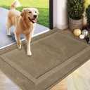 2 x PLEASOR Front Door Mat, Absorbent Dirt Trapper Welcome Door mat Indoor, Non Slip Machine Washable Entryway Rug, Dog Door Mat, Low Profile Doormat for Front and Back Doors, 20x32, Taupe (2'8" x 1'8" (Rectangular))