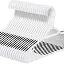 Plastic Hangers 50 Pack - Non Slip Clothes Hangers,Holds up to 18 lbs, Slim Space Saving Hangers for Suit,Dress,t Shirts,Blouse,Coats, Pants (White)