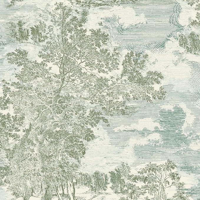 Surface Style - Peel and Stick Wallpaper, Scenic Wallpaper for Bedroom, Powder Room, Kitchen, Self Adhesive, Vinyl, 20.5 inches width Coverage (Serene Scenes Collection, Willow)