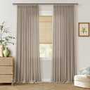Burlywood Linen Pinch Pleated Curtains 90 Inch Length 2 Panels for Living Room Pinch Pleat Curtains Back Tab Light Filtering Tan Taupe Semi Sheer Neutral Drape for Bedroom Dining Room Window 40x90