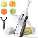 OYKEFAW Mandoline Slicer for Kitchen, 6 in 1 Vegetable slicer, Potato Slicer with Thickness Adjuster,Faster Kitchen Slicer for Meal Prep (just Slice, With Peeler/Cleaning Brush, Mandolin) (Light Gray)