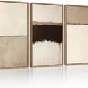 KUVIOKE Abstract Framed Wall Art Minimalist Beige Gray Pastel Watercolor Wall Decor Modern Illustration Neutral Art Painting Home Decor 16x24in (Natural Framed)