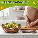 Geiserailie 15 Inches Scalloped Acacia Wood Salad Bowl Set, Serving Bowl