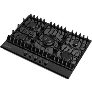 Empava 30 in. Gas Stove Cooktop 5 Italy Sabaf Sealed Burners NG/LPG Convertible in Black Tempered Glass