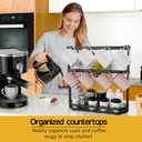 Coffee Mug Holder with Movable Hooks,16 Capacity Coffee Cup Holder for Countertop, Metal Mug Tree Holder Rack with Storage Base,Home Storage Mug Organizer adjustable Heights (Black)