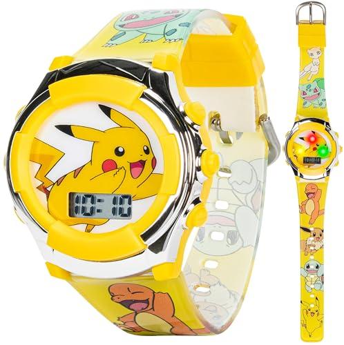 Pokémon Kids Digital Watch – Pikachu Flashing LCD Dial, Colorful Printed Strap, Easy-Read Display, Adjustable Fit – Fun Pokémon Timepiece for Boys & Girls