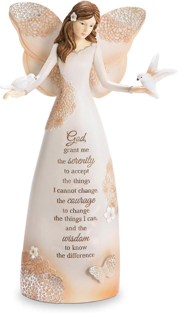 Pavilion Gift Company 19105 Serenity Angel Figurine, 9", Silver,white
