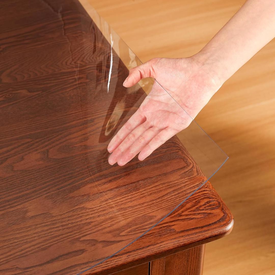 ETECHMART Clear Plastic Table Cover Protector Rectangle 36 x 60'', Thick Waterproof Transparent Table Protector for Dining Table, Non-Slip Heat Resistant Clear Desk Mat for Kitchen Office Desktop (1.5mm Clear)