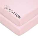 American Baby Company 2 Pack 100% Natural Cotton Fitted Mini Crib Sheets 38" x 24" - Soft & Breathable Small Nesting Portable Sheets, Fits Pack N Play Mattresses, Pink, for Boys & Girls