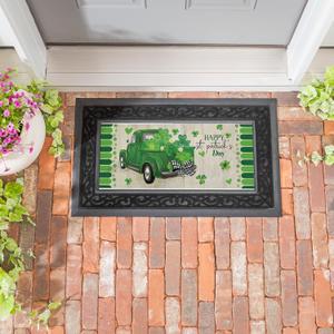 Evergreen Sassafras St. Patrick's Day Truck Switch Mat Inserts, Interchangeable Front Door Mat Outdoor Entrance, Indoor Door Mats for Entryway, 22 x 10 Inches Sassafras Shamrocks Doormat Inserts