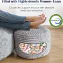 Round Ottoman,Corduroy Pouf Ottoman Foot Rest,Storage Footstool for Living Room,18x14 Soft Floor Poufs,Memory Foam Filling - Light Grey, 18x14 in