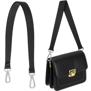 uxcell Leather Purse Strap Replacement Crossbody, Bag Strap Purse Straps for Women Crossbody Bags Shoulder Bag Handbag Making (19 Inch, Black/Silver)