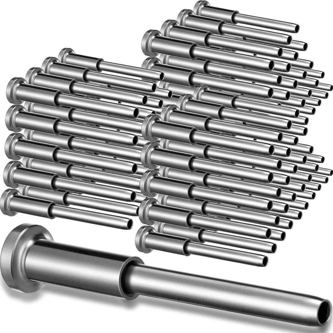 Blulu 100 Pack Invisible Cable Railing kit, T316 Stainless Steel 1/8" Invisible Receiver and Swage Stud End for Cable Railing, Swage Tensioner 1/8" for Wood/Metal Post, Cable Railing Hardware (Silver)