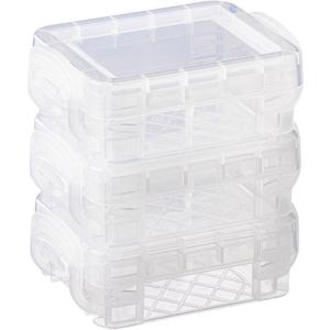 Super Stacker 3 Sheets (36 Total) Clear Bitty Boxes - Stackable Storage Containers for Craft Supplies and Office Supplies - Bulk 12 Pack