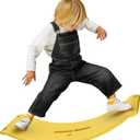 Dazmers Balance Board - Wobbler Balancing Board for Kids - Balance Board Toddler - Rocker Practice Balance - Trainer Board Toy for Toddler and Teens - Physical Exercise for All Ages (Yellow)
