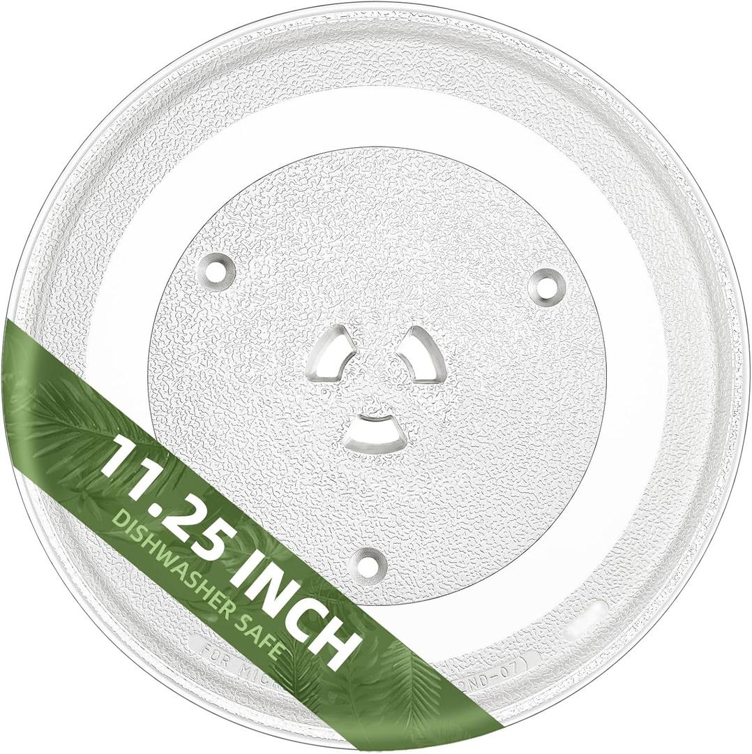 11.25" Microwave Glass Plate Replacement Compatible with GE WB49X10097 WB49X10034 Samsung DE74-20102D DE63-00536A DE63-00624A and 11 3/8" Panasonic Microwave Glass plate Replace (11.25" Big Coupler Hole)