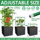 3 Packs 47 x 16 x 16 Inch Garden Tomato Cages with 17 Gallon Grow Bags- Square Plant Support Trellis Assembled with Planter Bags- Garden Cucumber Vegetables Frames for Vertical Climbing Plants
