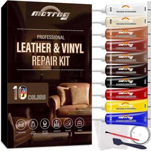 Leather & Vinyl Repair Kit, Leather Repair Kit for Car Seat, Shoes, Jacket, Sofa, Couch, Purse, Restores Faux, Artificial, Genuine Pleather, with Easy to Follow Instruction to Match Any Color
