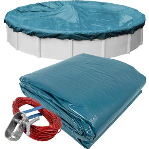 Robelle 21 ft Extra Heavy Duty Blue Winter Pool Cover for Above Ground Pools, 4 ft Overlap (25 ft Cover Size), Solid 10 x 10 Scrim, 2.91 oz/yd2, 12-Year, Style: 5821-4-ROBA