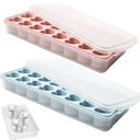 FOSOE 2 Pack Heart Shaped Ice Cube Trays With Lids And Bins – 48 Heart Ice Cubes, Silicone, BPA-Free