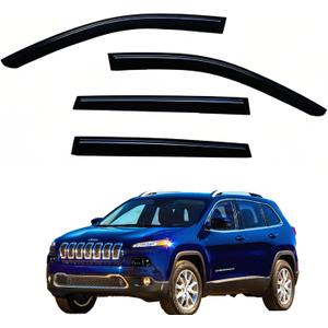 Window Visors Rain Guards fits 2014-2021 Cherokee, Out-Channel Window Wind Deflectors Vent Shades Accessories, Dark Smoke 4 Pcs, 2015 2016 2017 2018 2019 2020