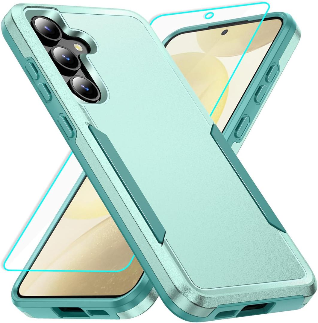 for Galaxy S24 case with Screen Protection: Heavy Duty Protective Shockproof and Scratch Proof Cell Phone case for Samsung Galaxy S24-Green