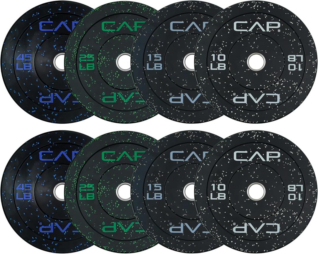 CAP 2-inch Olympic Bumper Plate Weight Set | 100-370 lbs | Multiple Colors | Storage Rack Optional