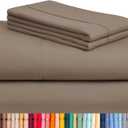 LuxClub 4 PC King Sheet Set, Breathable Luxury Bed Sheets, Deep Pockets 18" Wrinkle Free Cooling Bed Sheets Machine Washable Hotel Bedding Silky Soft - Dark Khaki King