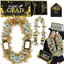 Class of 2026 Graduation Leis with Money Gift Set, 2 pcs Candy Lei Graduation Cash Holder,Personalized Graduation Gifts Money Leis with Photo Frame Congrats Grads Gift Idea for Graduate Party Supplies-Gold Black
