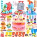 4 in 1 Color Dough Set Kitchen Creations with Ice Cream/Cake/Noodle/Hamburger Maker Machine, Arts Crafts Play Food Toys Tools Kit for Boys Girls Kids Toddlers Ages 3+ , 24 Dough
