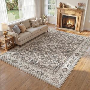 7x9 Area Rugs for Living Room Washable Rug Vintage Soft Brown