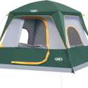 UNP 4-Person Tent, Portable Cabin Tent, Camping Tent 4-Person Easy Set Up, Waterproof with Top Rainfly for Outdoor Camping/ Hiking (Dark Green)