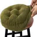 BUYUE Round Bar Stool Seat Cushion, Dia.13 Luxury Fashion Jacquard with Anti-Skid Silicone Bar Stool Cushion Padded (Green, M,1 Count)