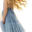 Boho Flower Girl Dress Tulle Backless Layered Ruffle Maxi Dress for Beach Wedding Photoshoot Formal Party Dresses, 12Y