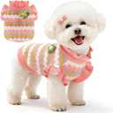 BAEJMJK Cute Flower Small Dog Sweater Soft Girl Dog Clothes Turtleneck Warm Pet Puppy Knitted Pullover Princess Dogs Cats Outfits(Pink,Medium)