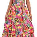 BEAUDRM Girl's Summer Outfits Tropical Summer Dress Hawaiian Off Shoulder Tops and Ruffle Skirt Set Vacation Beach Clothes (Multicolor)