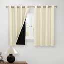 BGment Short 100% Blackout Curtains for Bedroom, Thermal Insulated Energy Efficiency Noise Reducing Grommet Curtains 45 Inch Length with Liner for Small Window 2 Panels Each 52 Inch Wide, Cream