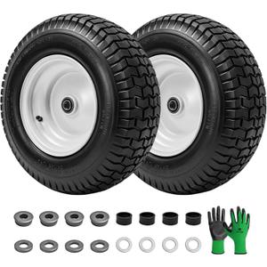 Parts Camp 16" Tractor Wheels 16x6.50-8 Rubber Riding lawn Mower Tires Compatible with John Deere Tractor with 3"-4.5" Centered Hub, 3/4" Bearing (2 Packs)