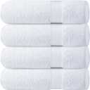 Infinitee Xclusives Luxury 100% Ring-Spun Cotton White Bath Towels Set of 4 (27x54 inches) Soft, Absorbent & Quick-Drying Towels for Bathroom, Gym, Spa & Hotel Use (Brilliant White, Bath Towels)