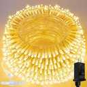 Connectable 200 LED String Lights Indoor Outdoor, 66FT Warm White Christmas Lights Waterproof, 8 Modes with Timer, Twinkle Fairy Lights Plug in Clear Wire for Christmas Tree, Bedroom, Classroom Decor
