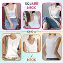 Ribbed Tank Tops for Women Square Neck & V Neck Reversible 2025 Summer Sleeveless Sexy Camisole Going Out Tops (White, L)