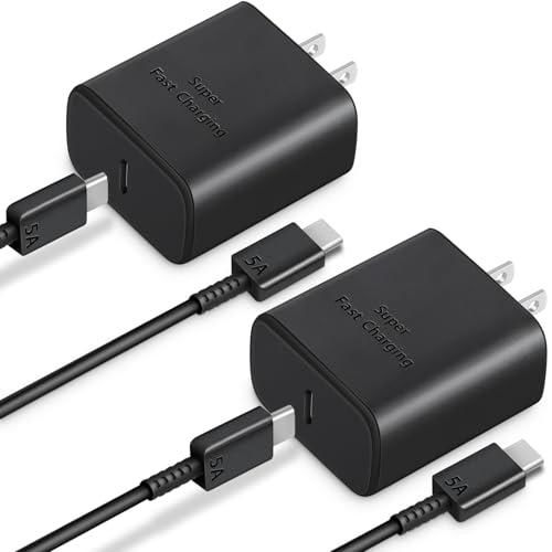 45W Super Fast Charger Type C Fast Charging, Android Phone Charger Fast Charging 6 ft Cord for Galaxy S25 S24 Ultra/S24+/S24/ S23 Ultra/S23/S23+/S22 Ultra/S22+/S21-2 Pack